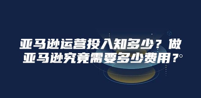 亚马逊运营投入知多少？做亚马逊究竟需要多少费用？