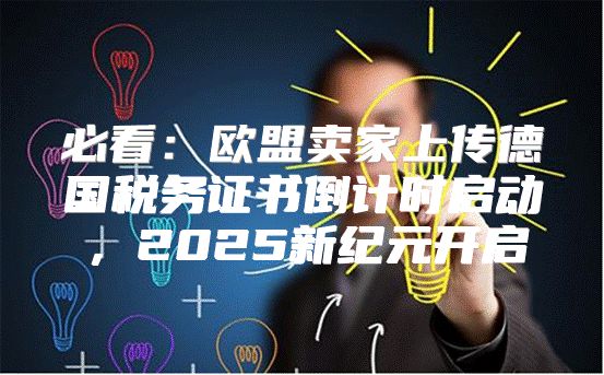 必看：欧盟卖家上传德国税务证书倒计时启动，2025新纪元开启