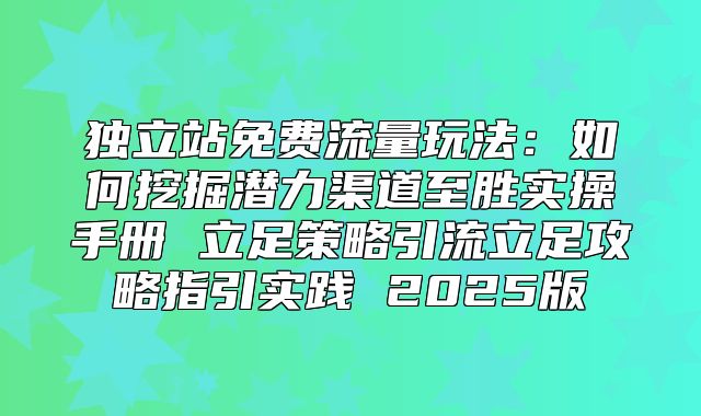 独立站免费流量玩法：如何挖掘潜力渠道至胜实操手册 立足策略引流立足攻略指引实践 2025版