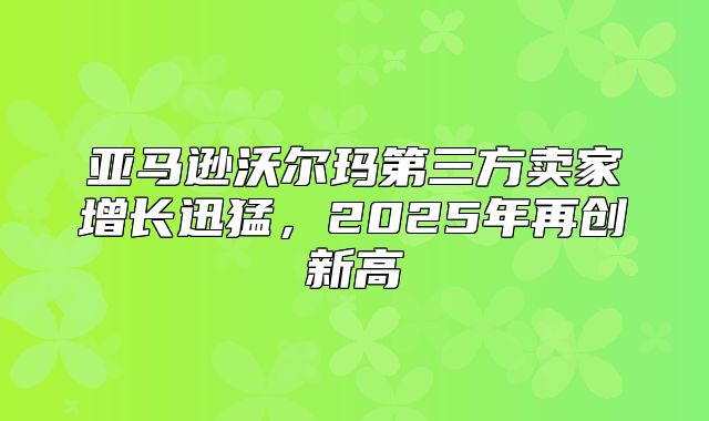 亚马逊沃尔玛第三方卖家增长迅猛，2025年再创新高