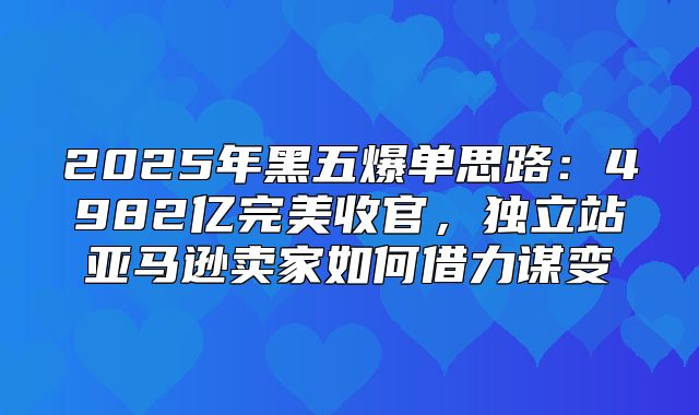 2025年黑五爆单思路：4982亿完美收官，独立站亚马逊卖家如何借力谋变
