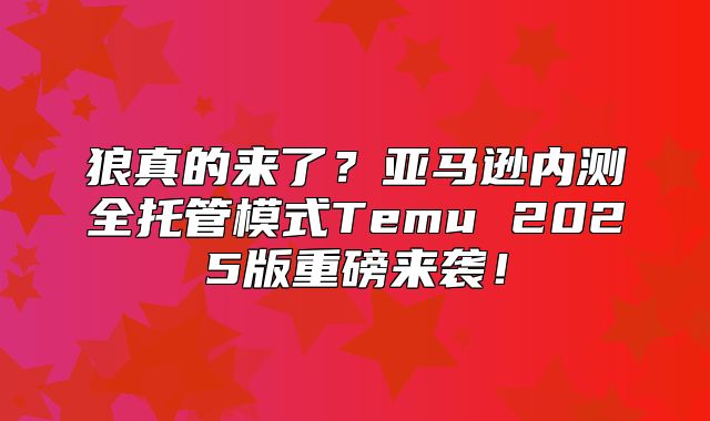 狼真的来了？亚马逊内测全托管模式Temu 2025版重磅来袭！