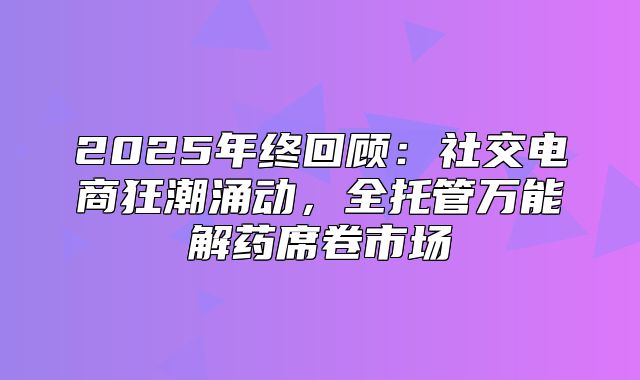 2025年终回顾：社交电商狂潮涌动，全托管万能解药席卷市场