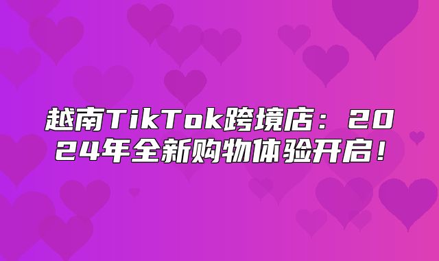 越南TikTok跨境店：2025年全新购物体验开启！
