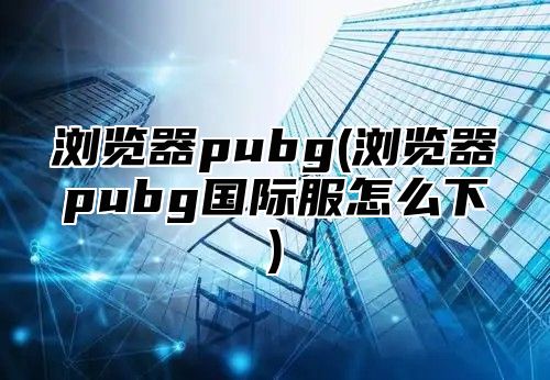 浏览器pubg(浏览器pubg国际服怎么下)