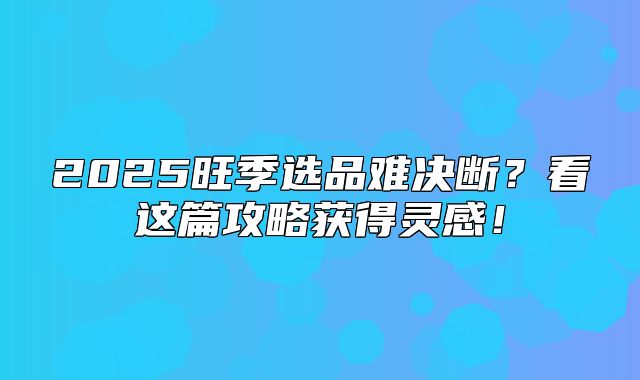 2025旺季选品难决断？看这篇攻略获得灵感！
