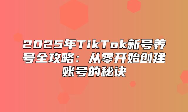 2025年TikTok新号养号全攻略：从零开始创建账号的秘诀