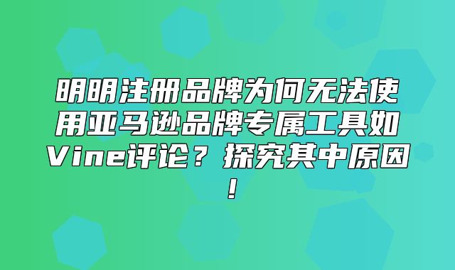 明明注册品牌为何无法使用亚马逊品牌专属工具如Vine评论？探究其中原因！