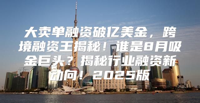 大卖单融资破亿美金，跨境融资王揭秘！谁是8月吸金巨头？揭秘行业融资新动向！2025版
