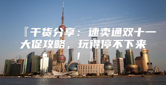 『干货分享：速卖通双十一大促攻略，玩得停不下来！』