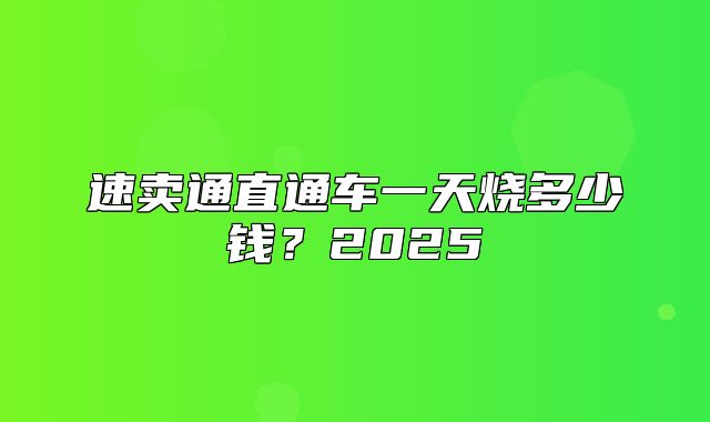 速卖通直通车一天烧多少钱？2025
