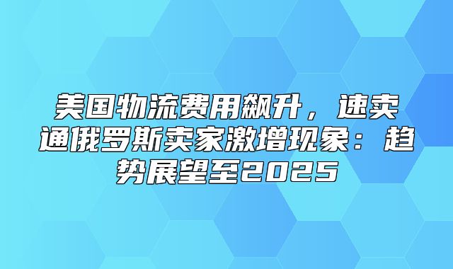 美国物流费用飙升，速卖通俄罗斯卖家激增现象：趋势展望至2025