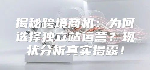 揭秘跨境商机：为何选择独立站运营？现状分析真实揭露！