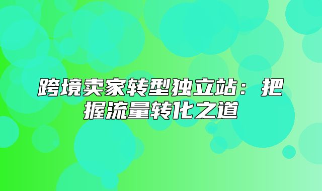 跨境卖家转型独立站：把握流量转化之道