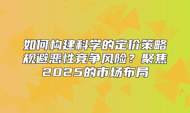 如何构建科学的定价策略规避恶性竞争风险？聚焦2025的市场布局