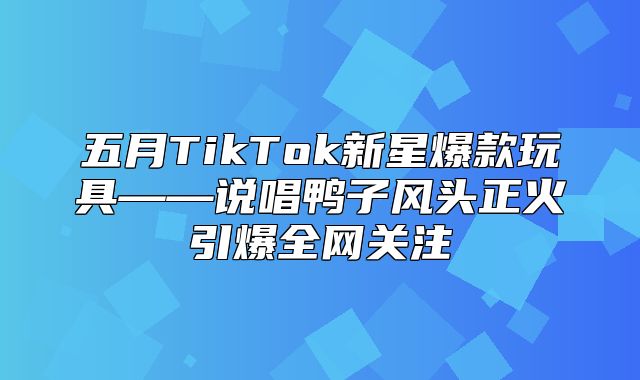 五月TikTok新星爆款玩具——说唱鸭子风头正火引爆全网关注