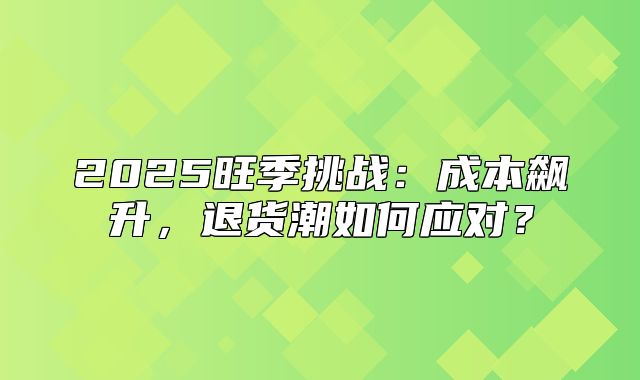 2025旺季挑战：成本飙升，退货潮如何应对？