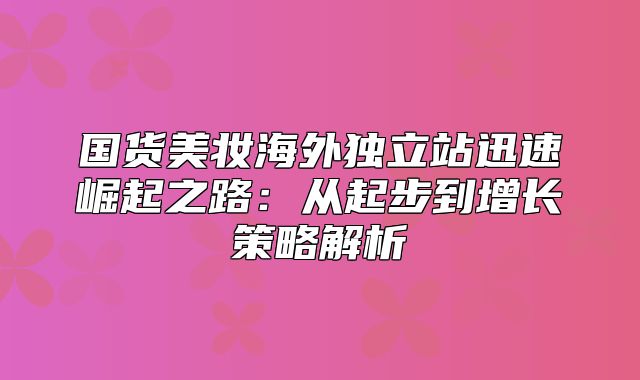 国货美妆海外独立站迅速崛起之路：从起步到增长策略解析
