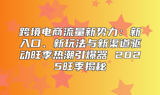 跨境电商流量新势力：新入口、新玩法与新渠道驱动旺季热潮引爆器 2025旺季揭秘