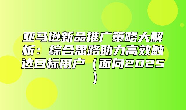 亚马逊新品推广策略大解析：综合思路助力高效触达目标用户面向2025