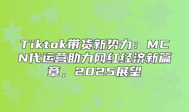 Tiktok带货新势力：MCN代运营助力网红经济新篇章，2025展望