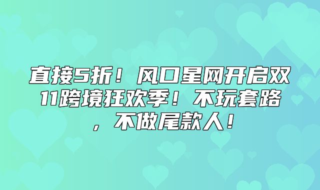 直接5折！风口星网开启双11跨境狂欢季！不玩套路，不做尾款人！