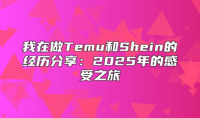 我在做Temu和Shein的经历分享：2025年的感受之旅