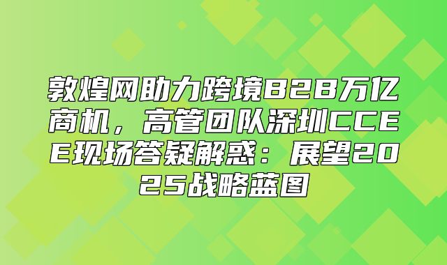 敦煌网助力跨境B2B万亿商机，高管团队深圳CCEE现场答疑解惑：展望2025战略蓝图