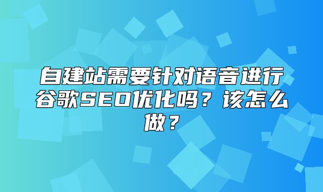 自建站需要针对语音进行谷歌SEO优化吗？该怎么做？