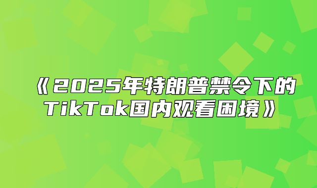 2025年特朗普禁令下的TikTok国内观看困境