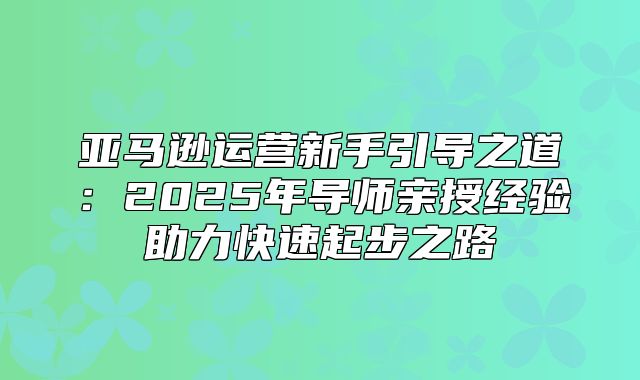 亚马逊运营新手引导之道：2025年导师亲授经验助力快速起步之路