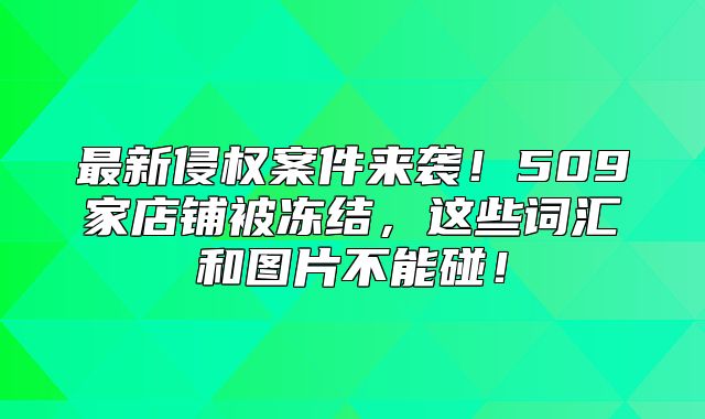 最新侵权案件来袭！509家店铺被冻结，这些词汇和图片不能碰！