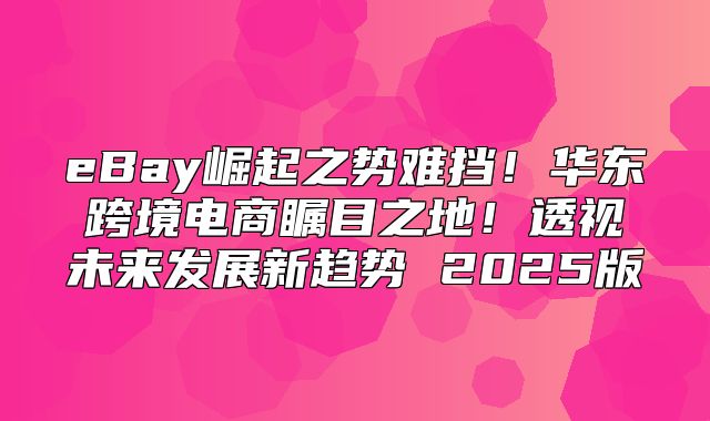 eBay崛起之势难挡！华东跨境电商瞩目之地！透视未来发展新趋势 2025版