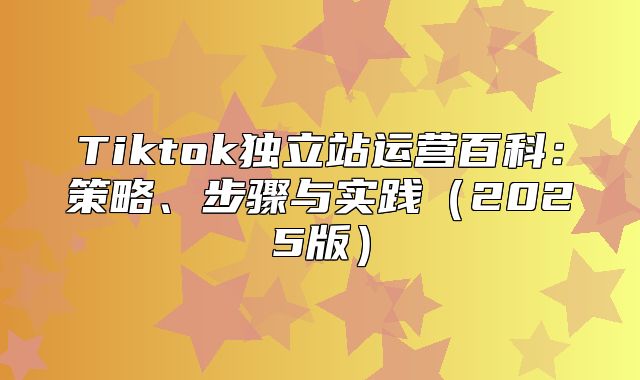 Tiktok独立站运营百科：策略、步骤与实践2025版