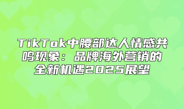 TikTok中腰部达人情感共鸣现象：品牌海外营销的全新机遇2025展望