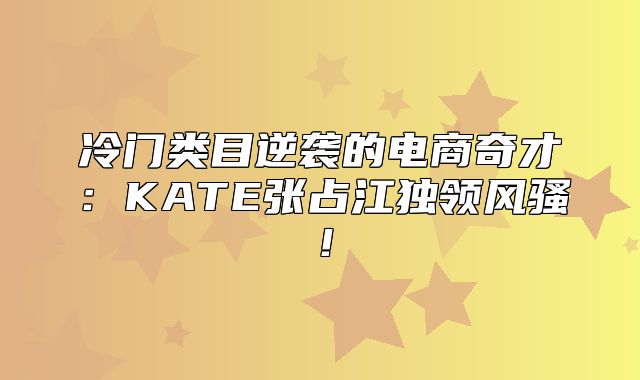 冷门类目逆袭的电商奇才：KATE张占江独领风骚！