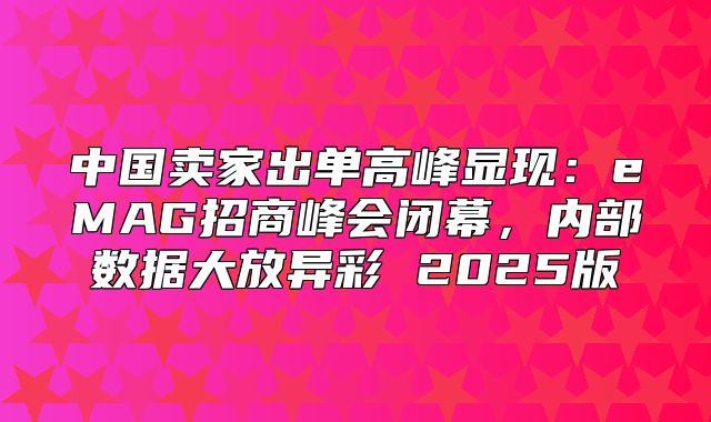 中国卖家出单高峰显现：eMAG招商峰会闭幕，内部数据大放异彩 2025版