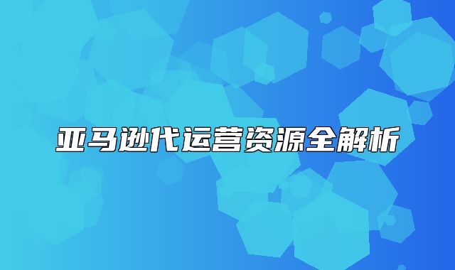 亚马逊代运营资源全解析