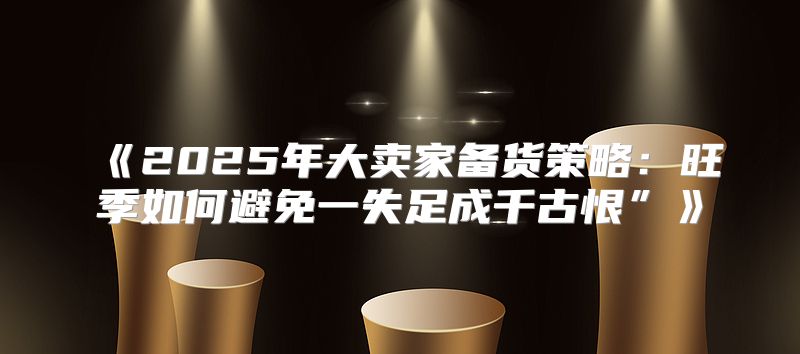 2025年大卖家备货策略：旺季如何避免一失足成千古恨”