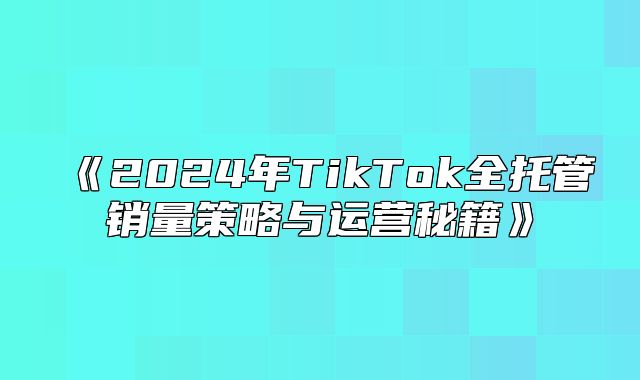 2025年TikTok全托管销量策略与运营秘籍