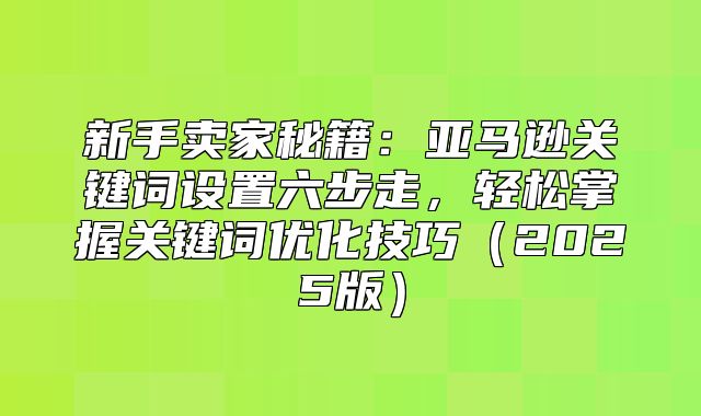 新手卖家秘籍：亚马逊关键词设置六步走，轻松掌握关键词优化技巧2025版