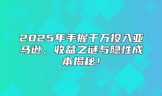 2025年手握千万投入亚马逊，收益之谜与隐性成本揭秘！