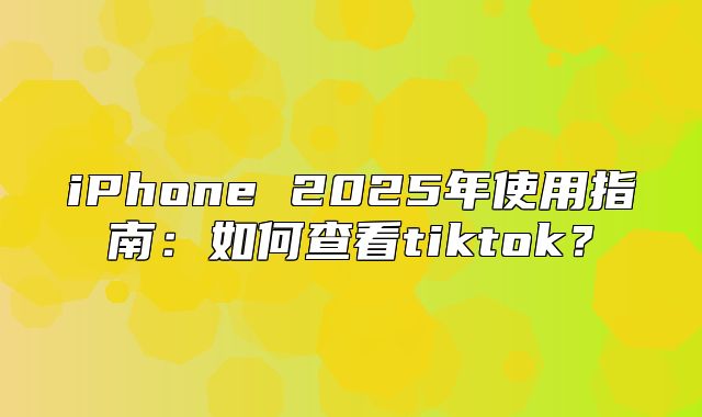 iPhone 2025年使用指南：如何查看tiktok？