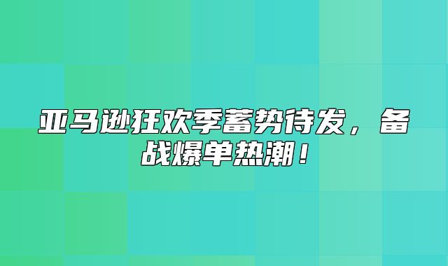 亚马逊狂欢季蓄势待发，备战爆单热潮！
