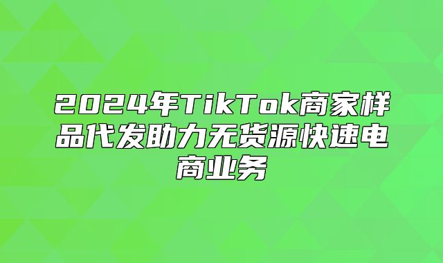 2025年TikTok商家样品代发助力无货源快速电商业务