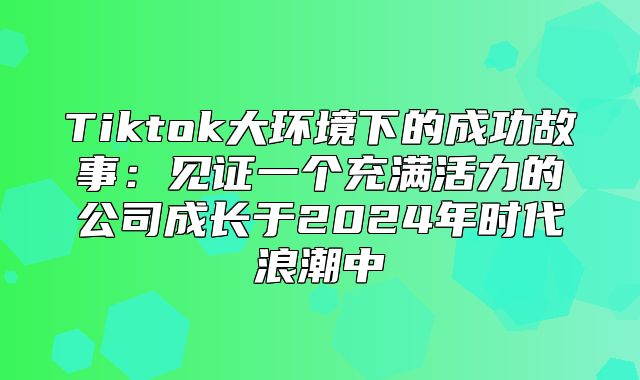 Tiktok大环境下的成功故事：见证一个充满活力的公司成长于2025年时代浪潮中