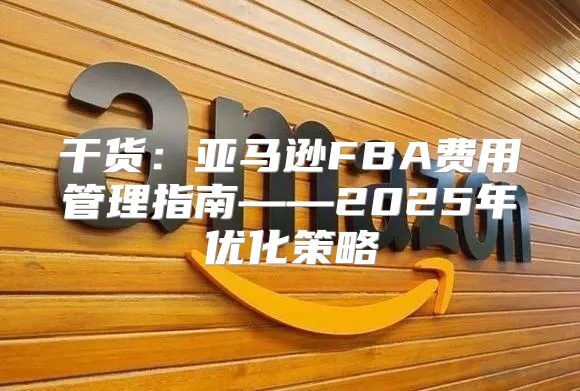 干货：亚马逊FBA费用管理指南——2025年优化策略