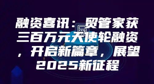 融资喜讯：贸管家获三百万元天使轮融资，开启新篇章，展望2025新征程