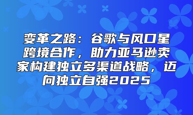 变革之路：谷歌与风口星跨境合作，助力亚马逊卖家构建独立多渠道战略，迈向独立自强2025