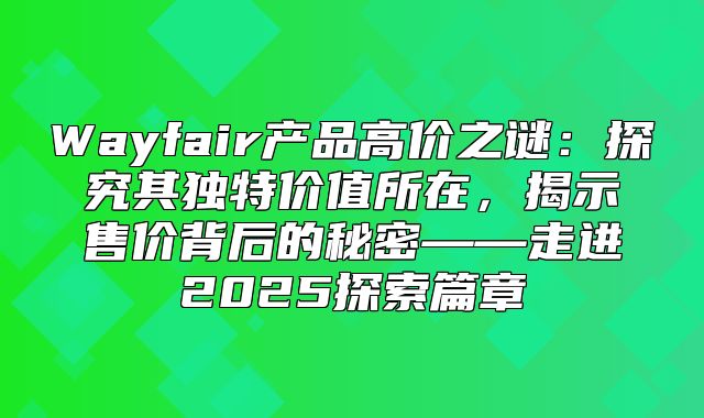 Wayfair产品高价之谜：探究其独特价值所在，揭示售价背后的秘密——走进2025探索篇章